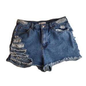 Mele Pere Booty Jean Shorts Woman M - Cut Offs Grunge Destroyed Distressed Denim